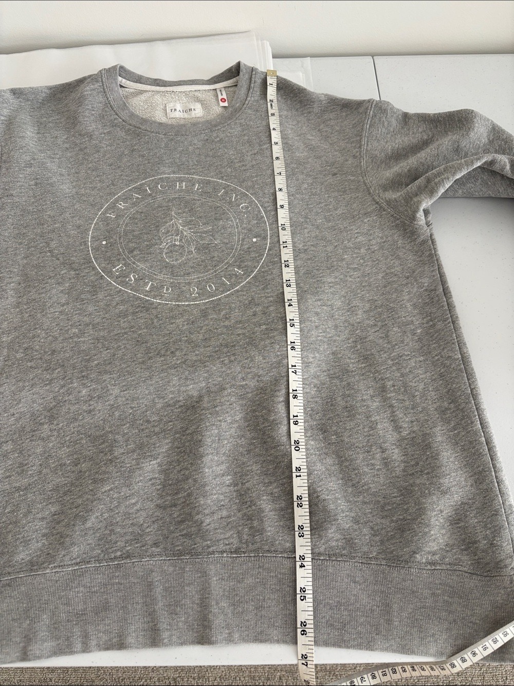 FRAICHE LIVING crewneck sweatshirt French terry cotton gray size medium - Picture 10 of 11